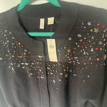 Load image into Gallery viewer, Anthropologie Cardigan Sweater Womens Small Black Crop Beaded Stars Snap Front