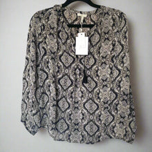 Load image into Gallery viewer, Joie Women's Calla V-Neck Tassel Ties Long Sleeve Paisley Silk Top - Small