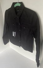 Load image into Gallery viewer, J Brand Denim Jacket Womens Small Black Cropped Slim Fit Cotton Rigid Button Up