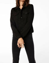 Load image into Gallery viewer, J Brand Jacket Womens Black Denim Cropped Slim Fit Cotton Rigid Denim