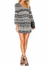 Load image into Gallery viewer, Joie Dress Womens Extra Small Black V-Neck Mini Cotton Gauze Black Boho Print