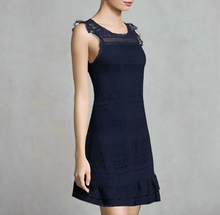 Load image into Gallery viewer, Joie Dress Womens Large Blue Sleeveless Shift Short Cotton Lace Ruffle Lindell