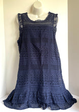 Load image into Gallery viewer, Joie Dress Womens Large Blue Sleeveless Shift Short Cotton Lace Ruffle Lindell