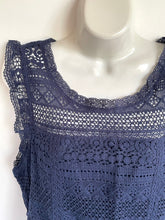 Load image into Gallery viewer, Joie Dress Womens Large Blue Sleeveless Shift Short Cotton Lace Ruffle Lindell
