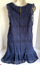 Load image into Gallery viewer, Joie Dress Womens Large Blue Sleeveless Shift Short Cotton Lace Ruffle Lindell