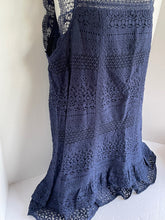 Load image into Gallery viewer, Joie Dress Womens Large Blue Sleeveless Shift Short Cotton Lace Ruffle Lindell