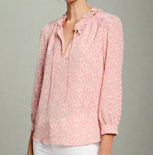 Load image into Gallery viewer, Joie Shirt Womens Extra Small Pink V-Neck Long-Sleeve Ruffle Neck Top Evangelena