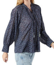 Load image into Gallery viewer, Joie Shirt Womens Small Blue V-Neck Long Sleeve Cotton Tassel Ties Cotton Top Dracha