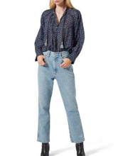 Load image into Gallery viewer, Joie Shirt Womens Small Blue V-Neck Long Sleeve Cotton Tassel Ties Cotton Top Dracha