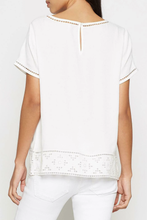 Load image into Gallery viewer, Joie Top Womens Large White Short Sleeve Crew Neck Kadence Eyelet Cutwork Trim