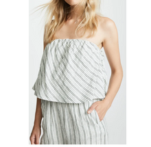 Load image into Gallery viewer, Joie Jumpsuit Womens Small Strapless Wide Leg Crop linen Striped Off White Brogan