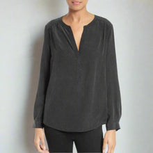 Load image into Gallery viewer, Joie Polka Dot Silk Blouse Womens XXS Black V-Neck Long-Sleeve Carita Top
