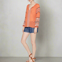 Load image into Gallery viewer, Joie_Women_s_Nelida_V-Neck_Tassel_Ties_Embroidered_Cotton_Peasant_Top_Small_4cc15546-edce-44a0-bebb-8eac2cddd216