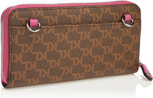 Load image into Gallery viewer, Karl Lagerfeld Slim Wallet Crossbody Brown Ikon Logo Zip Around Shoulder Bag Pink