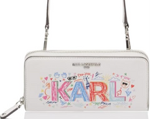Load image into Gallery viewer, Karl Lagerfeld Crossbody Wallet White Graphic Doodle Logo Shoulder Bag
