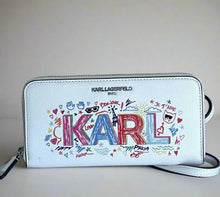 Load image into Gallery viewer, Karl Lagerfeld Crossbody Wallet White Graphic Doodle Logo Shoulder Bag