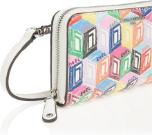Load image into Gallery viewer, Karl Lagerfeld Maybelle Crossbody Wallet White Logo Zip Around Bag Art Deco