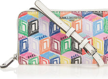 Load image into Gallery viewer, Karl Lagerfeld Maybelle Crossbody Wallet White Logo Zip Around Bag Art Deco