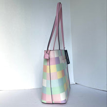 Load image into Gallery viewer, KarlLagerfeldMaybelleMediumTotePinkBlushCheckerShoulderBagCatZipTop