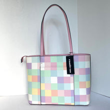 Load image into Gallery viewer, KarlLagerfeldMaybelleMediumTotePinkBlushCheckerShoulderBagCatZipTop