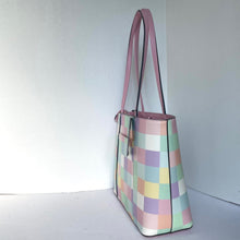Load image into Gallery viewer, KarlLagerfeldMaybelleMediumTotePinkBlushCheckerShoulderBagCatZipTop