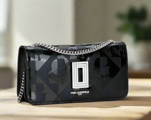 Load image into Gallery viewer, Karl Lagerfeld Small Kosette Leather Shoulder Bag Black Chain Strap Crossbody