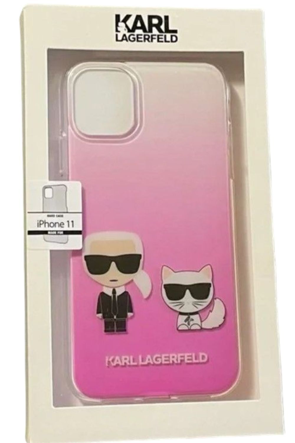 Karl Lagerfeld iPhone 11 Case Pink Cat + Designer Hard Shell Bumper Choupette