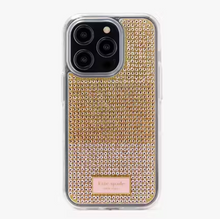 Load image into Gallery viewer, Kate Spade 14 PRO Case Rock Candy Rhinestone Rose Gold Glitter Embossed