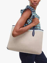 Load image into Gallery viewer, Kate Spade Tote Womens Blue Large All Day Canvas Leather Trim and Wristlet