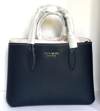 Load image into Gallery viewer, Kate Spade All Day Tote Crossbody Womens Medium Blue Leather Dainty Bloom Bag