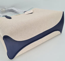 Load image into Gallery viewer, Kate Spade All Day Tote Large Beige Canvas Blue Leather Trim Wristlet Lightweight