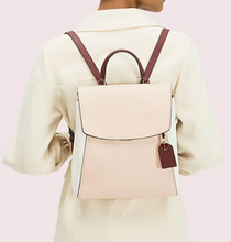 Load image into Gallery viewer, Kate Spade Backpack Womens Beige Medium Leather Pushlock Adjustable Grace