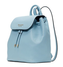 Load image into Gallery viewer, Kate Spade Sinch Backpack Womens Blue Medium Leather Flap Closure Adjustable