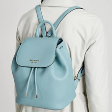 Load image into Gallery viewer, Kate Spade Sinch Backpack Womens Blue Medium Leather Flap Closure Adjustable