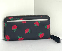 Load image into Gallery viewer, Kate Spade Chelsea Wallet Womens Rose Toss Black Large Nylon Continental Zip