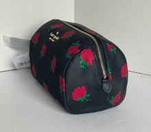 Load image into Gallery viewer, Kate Spade Cosmetic Case Small  Nylon Pouch Chelsea Rose Toss Black Floral KE611