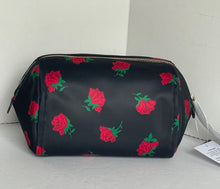 Load image into Gallery viewer, Kate Spade Cosmetic Case Small  Nylon Pouch Chelsea Rose Toss Black Floral KE611