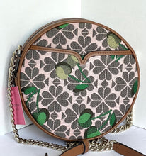 Load image into Gallery viewer, Kate Spade Crossbody Womens Small Brown Canteen Floral Jacquard Cherry Round
