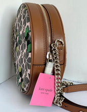 Load image into Gallery viewer, Kate Spade Crossbody Womens Small Brown Canteen Floral Jacquard Cherry Round