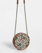 Load image into Gallery viewer, Kate Spade Crossbody Womens Small Brown Canteen Floral Jacquard Cherry Round