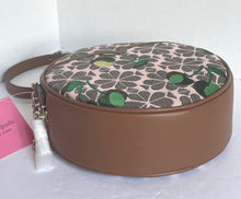 Load image into Gallery viewer, Kate Spade Crossbody Womens Small Brown Canteen Floral Jacquard Cherry Round
