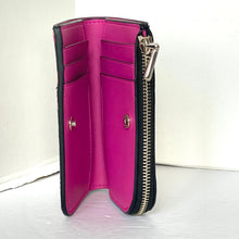Load image into Gallery viewer, Kate Spade Devin Fall Poppies Small Compact Wallet Womens Black Pink Zip