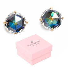 Load image into Gallery viewer, Kate Spade Earrings Stud Blue Crystal Women Round 14K Gold Plate Bright Ideas Box