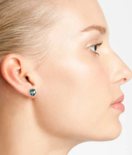 Load image into Gallery viewer, Kate Spade Earrings Stud Blue Crystal Women Round 14K Gold Plate Bright Ideas Box
