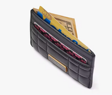 Load image into Gallery viewer, Kate Spade Evelyn Cardholder Quilted Black Leather Slim Wallet Womens Case