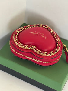 Kate Spade Heart Amour Puffy 3D Coin Wallet Womens Small Red Leather Purse