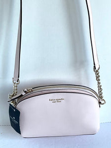 Kate Spade Hilli Dome Crossbody Small Chalk Pink Saffiano Leather Shoulder Bag