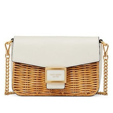 Load image into Gallery viewer, Kate Spade Katy Crossbody Women&#39;s Small White Leather Wicker Flap Shoulder Bag
