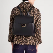 Load image into Gallery viewer, Kate Spade Katy Medium Flap Backpack Black Leather Adjustable Original Pkg