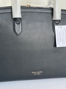 Kate Spade Knott Commuter Bag Laptop Tote Womens Black Large Leather Crossbody